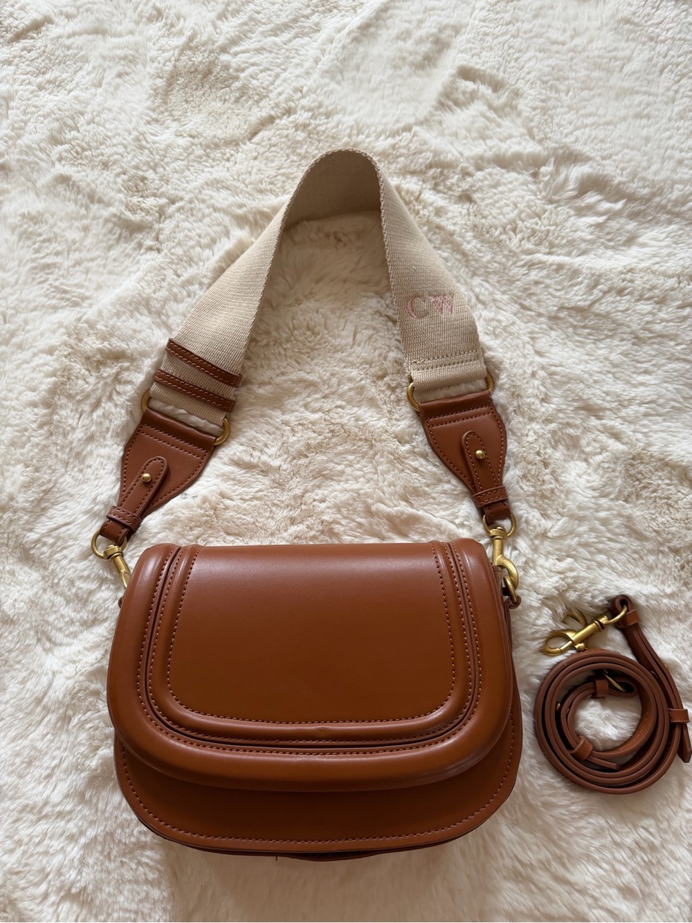 Zara Classic Shoulder/Crossbody Bag - Chestnut Brown (with initials)